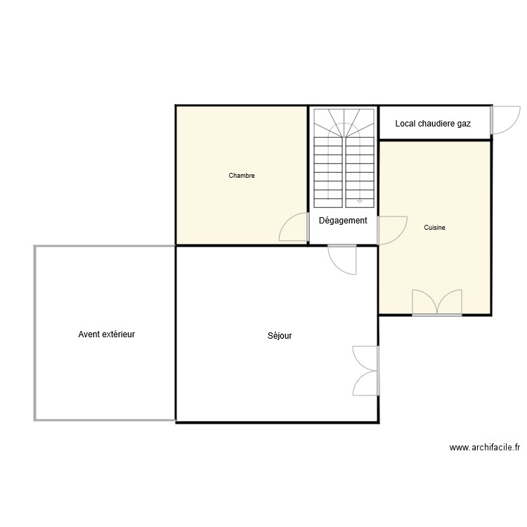 Giacone rdc. Plan de 2 pièces et 30 m2