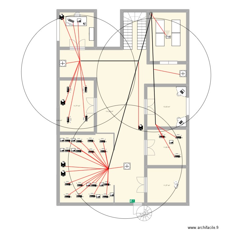étage - Câbles. Plan de 0 pièce et 0 m2