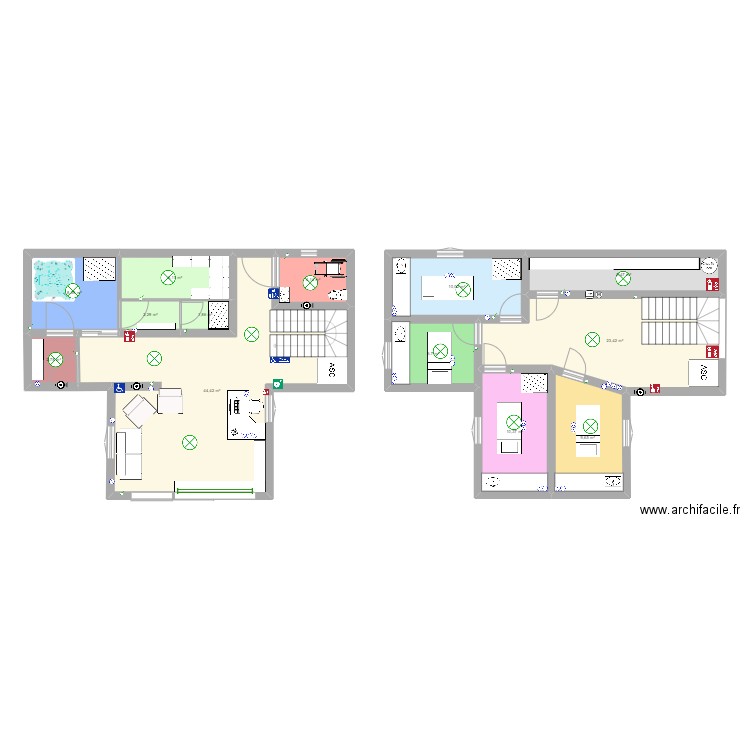 Insitut spa. Plan de 13 pièces et 139 m2