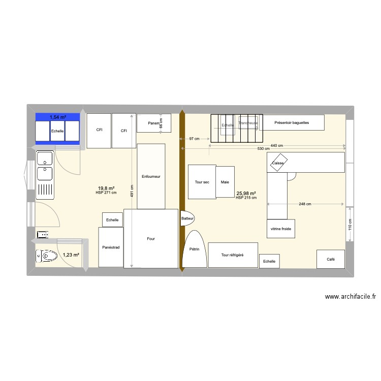 Nieul - Polin 4m2- Largeur. Plan de 6 pièces et 76 m2