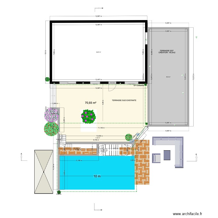 Plan Terrasse + Extension . Plan de 9 pièces et 339 m2
