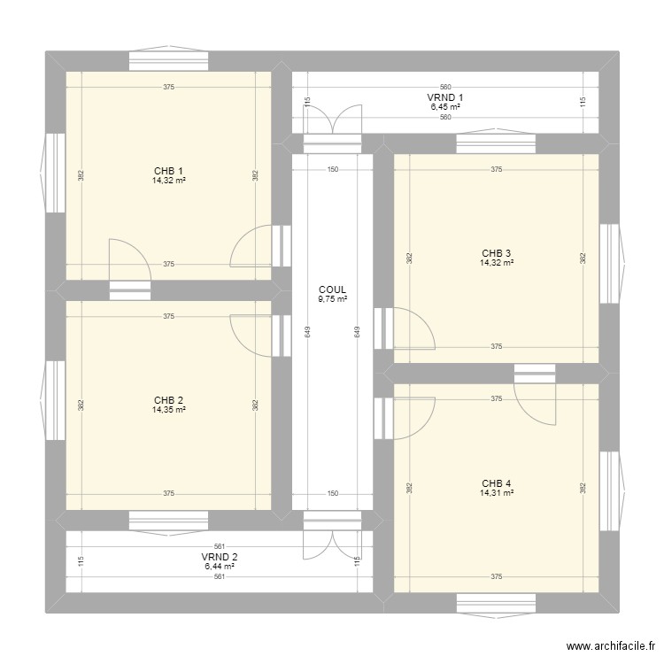 etage neny. Plan de 7 pièces et 80 m2