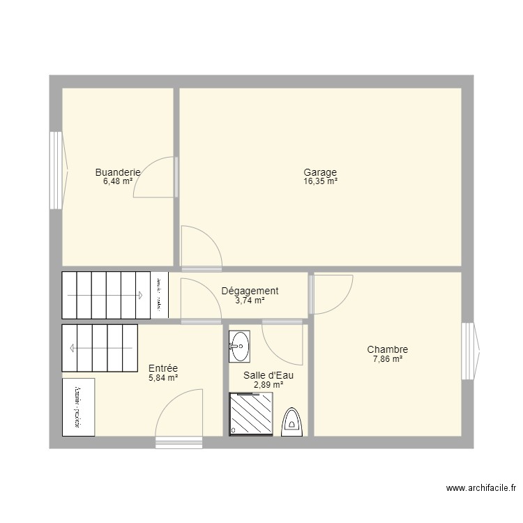 BOQUET PERROT. Plan de 6 pièces et 43 m2