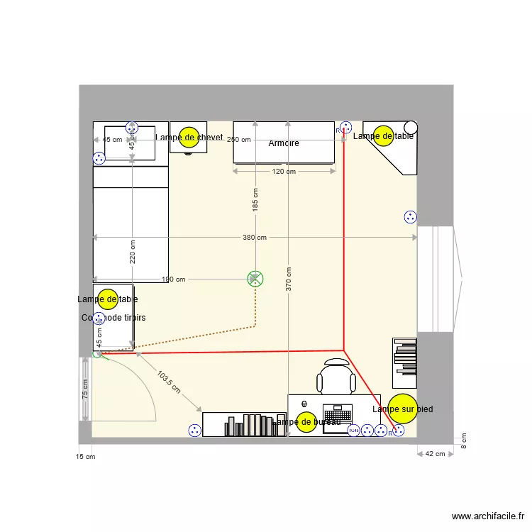 Chambre Augustin. Plan de 