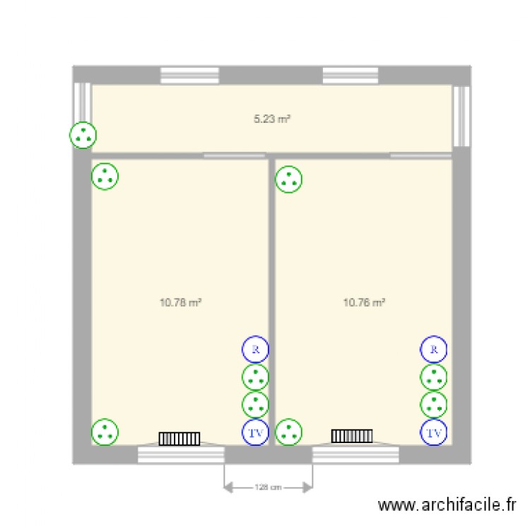 ch 1 et 2 prise de courant. Plan de 0 pièce et 0 m2