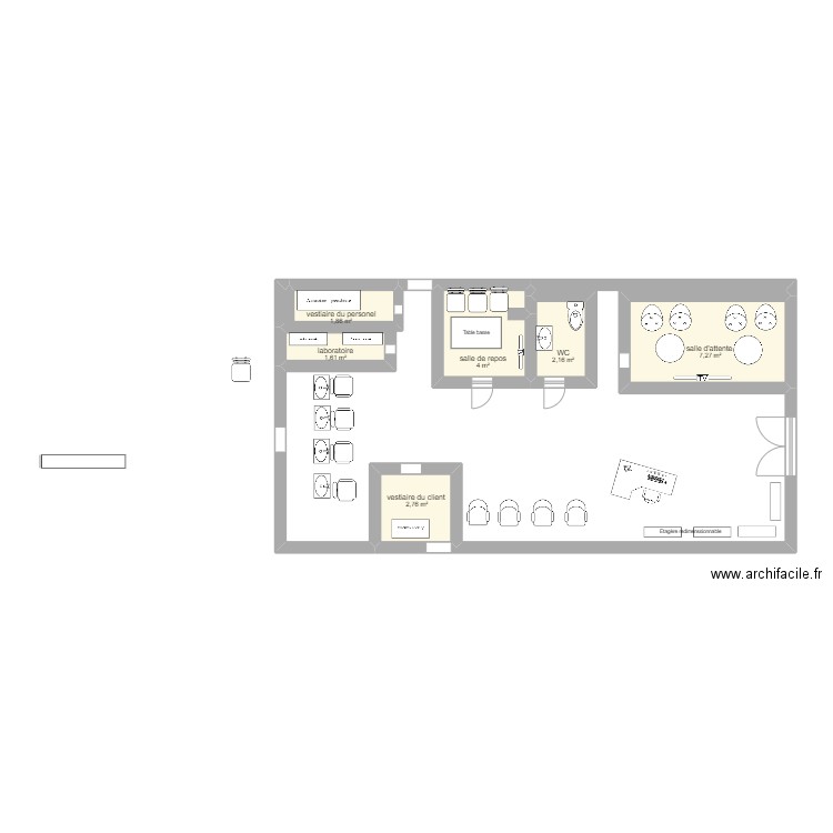 salon de coiffure. Plan de 0 pièce et 0 m2