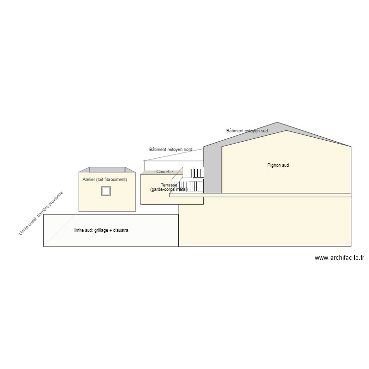 plan en coupe sud. Plan de 0 pièce et 0 m2