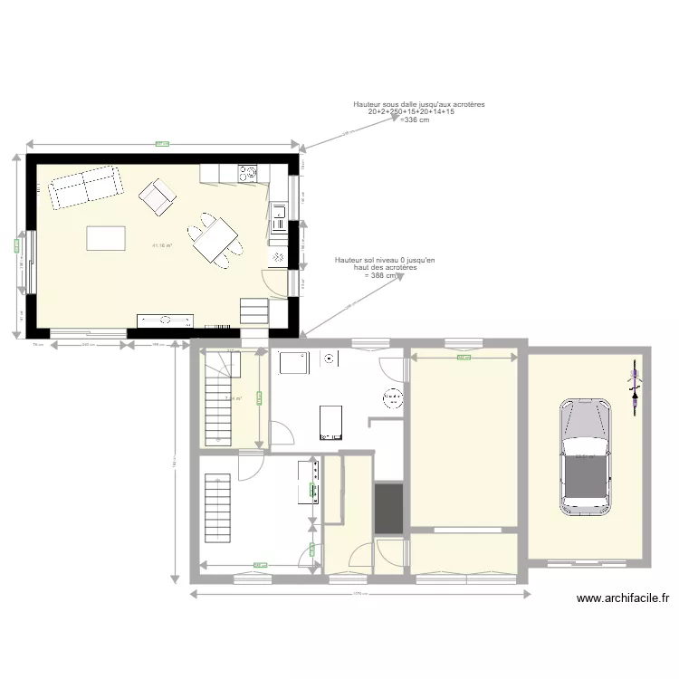 revente garage extension. Plan de 