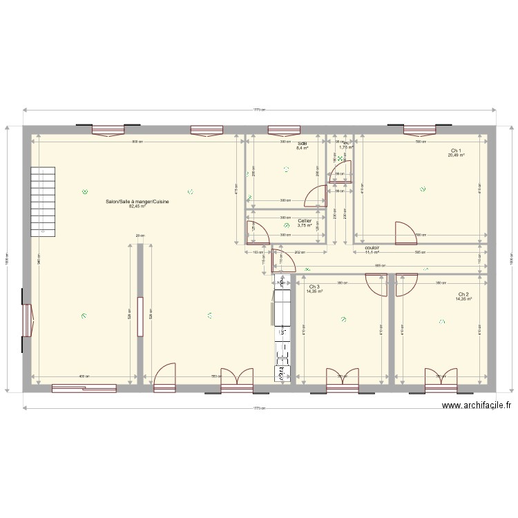 RDC. Plan de 0 pièce et 0 m2