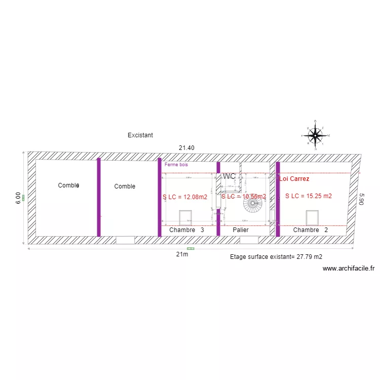 KB excistant chambre. Plan de 