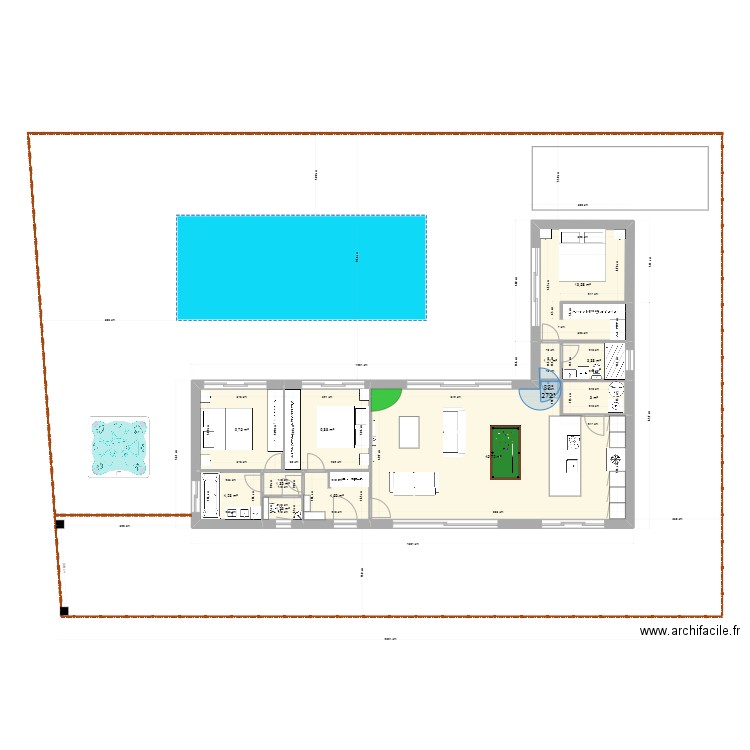 Maison Sainte Marie 2 V1 98m2. Plan de 11 pièces et 98 m2