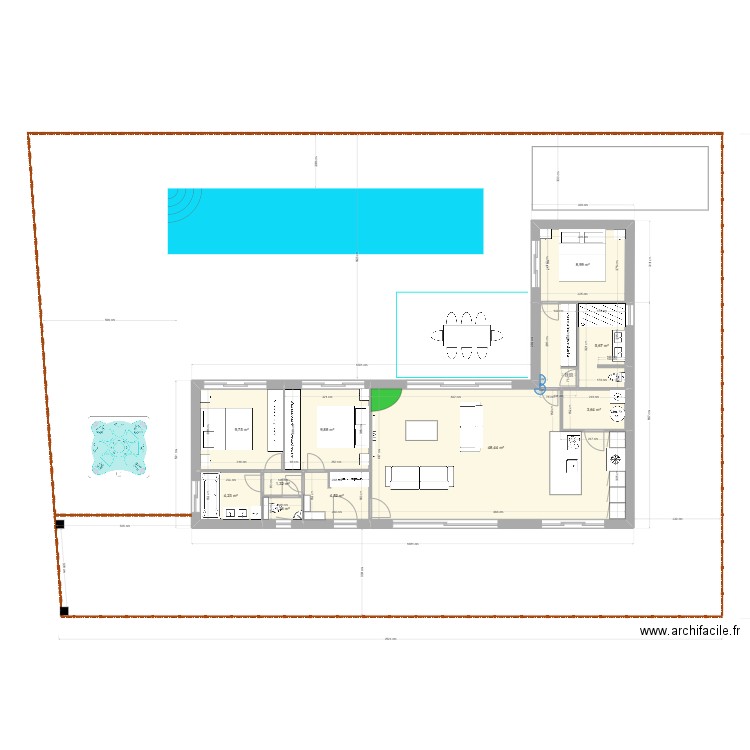 Maison Sainte Marie 2 V1 98m2. Plan de 11 pièces et 98 m2