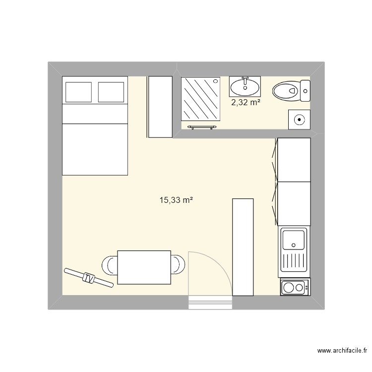 studio. Plan de 0 pièce et 0 m2