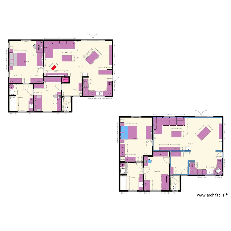 85 m². Plan de 14 pièces et 214 m2