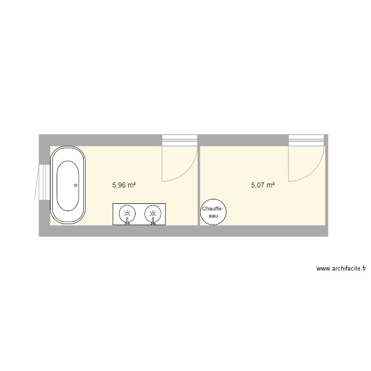 SDB 2. Plan de 2 pièces et 11 m2