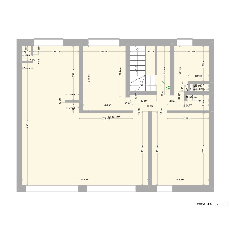 Commun Théodore 3ème étage électricité. Plan de 1 pièce et 66 m2