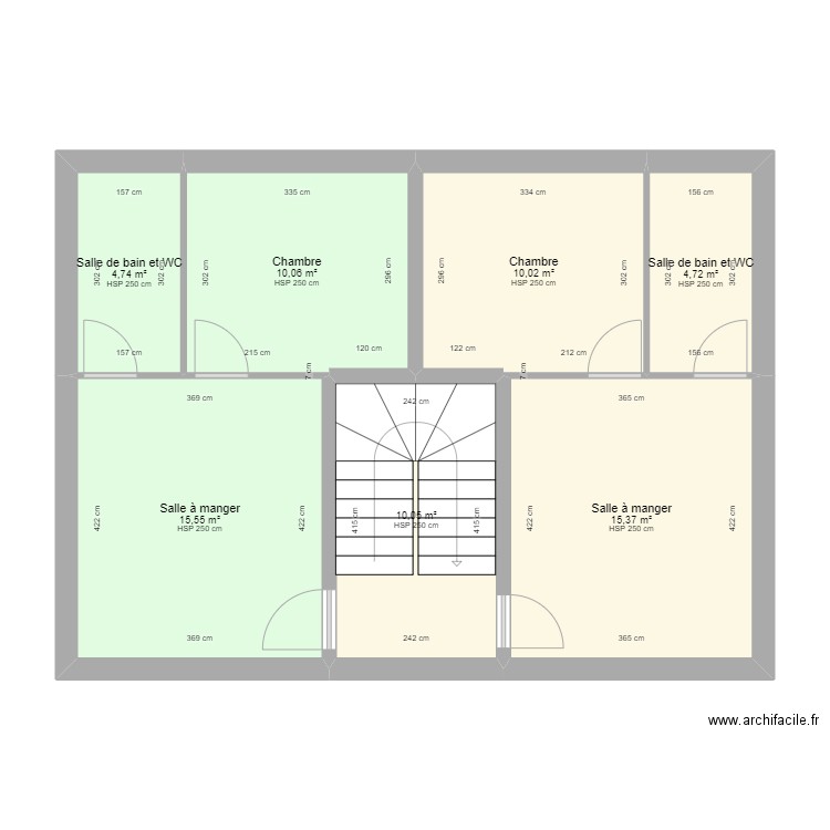 R+1 BORDIER. Plan de 7 pièces et 71 m2