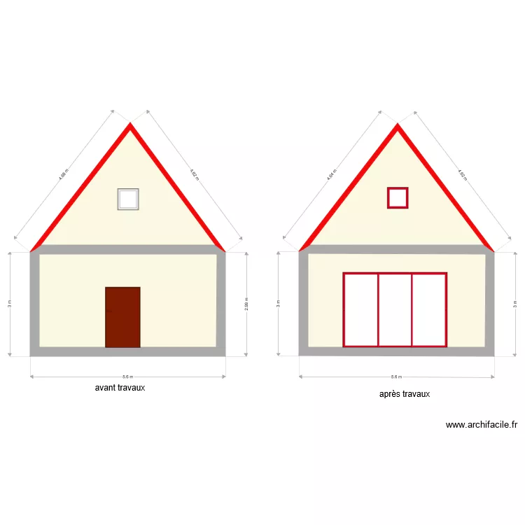 facade gite. Plan de 