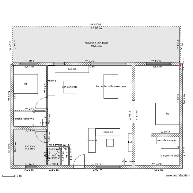 maison en bois. Plan de 
