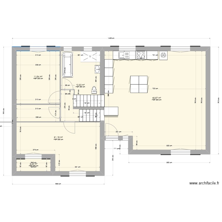 maussane 1 rdc sdbain. Plan de 5 pièces et 98 m2