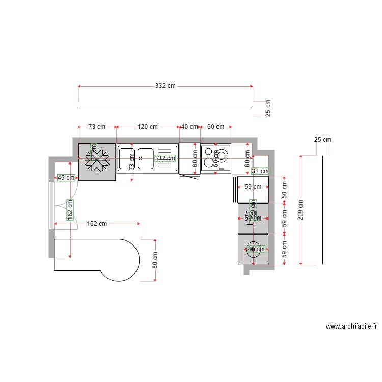 Cuisine Camille. Plan de 0 pièce et 0 m2