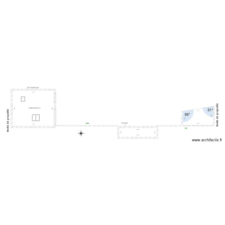 COUPE. Plan de 3 pièces et 59 m2