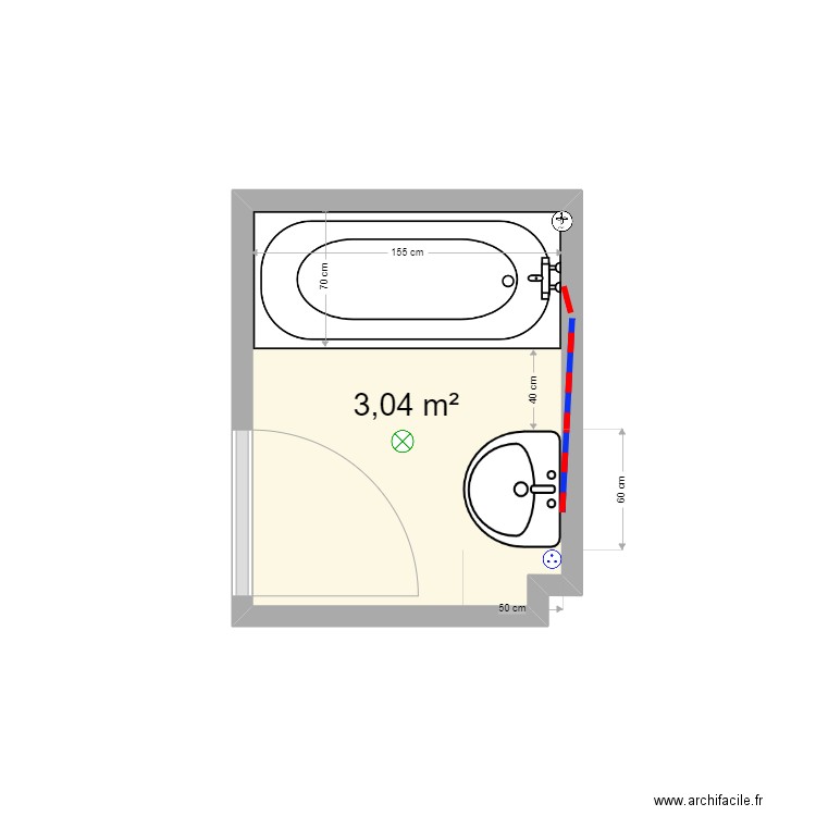 FARAT existant. Plan de 1 pièce et 3 m2