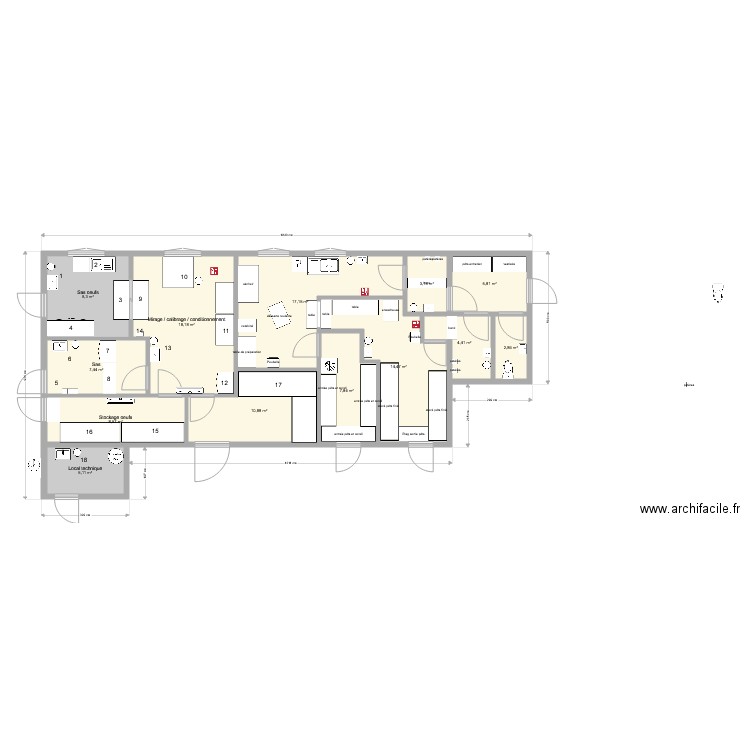 aménagements local pates v2. Plan de 0 pièce et 0 m2