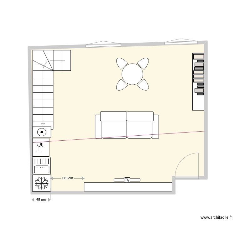 plateau tourraque bas. Plan de 1 pièce et 29 m2