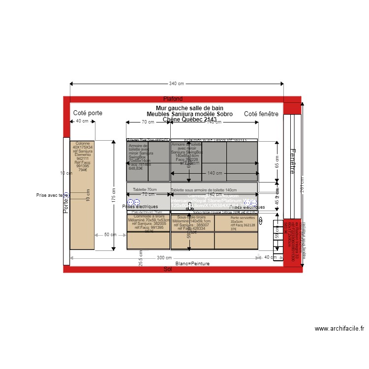 202109211747 Mur gauche salle de bain Deridder Sanijura 40cm. Plan de 0 pièce et 0 m2