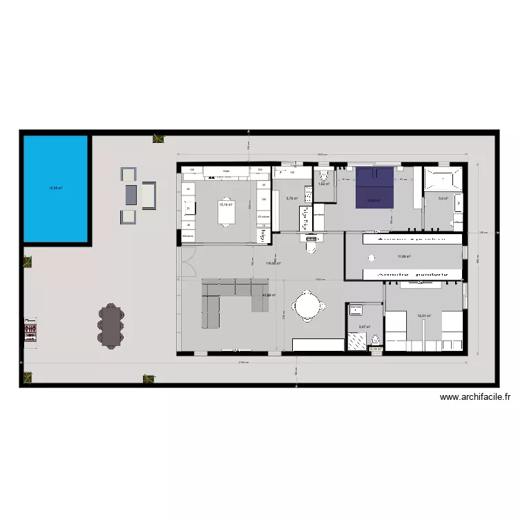 maison  porche 1m. Plan de 