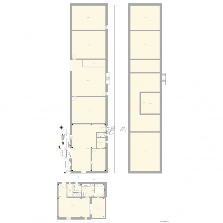 bâti 2 plain pied ferme 7 pignon est suite parentale 3 avec poteaux. Plan de 19 pièces et 561 m2