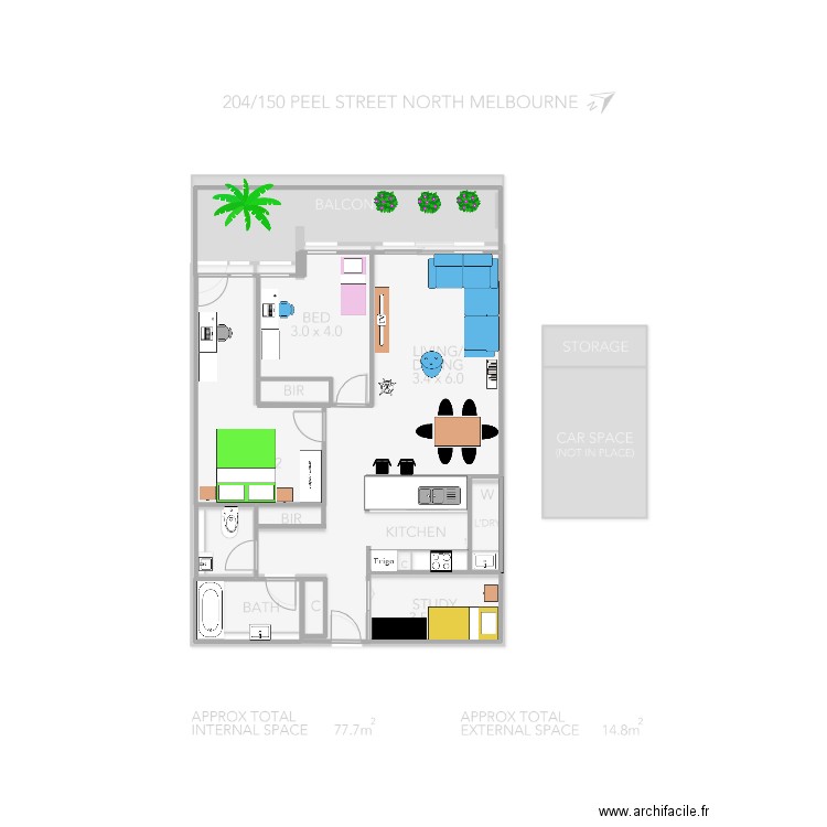 Marc Location 2. Plan de 5 pièces et 13 m2