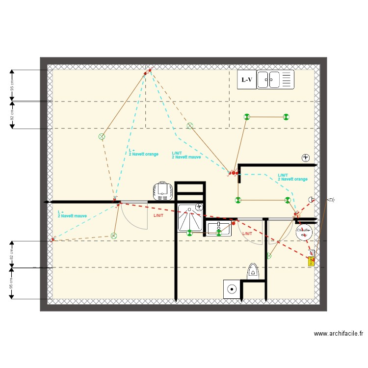 Appartement ETAGE Eléctricité Circuit lumière. Plan de 0 pièce et 0 m2