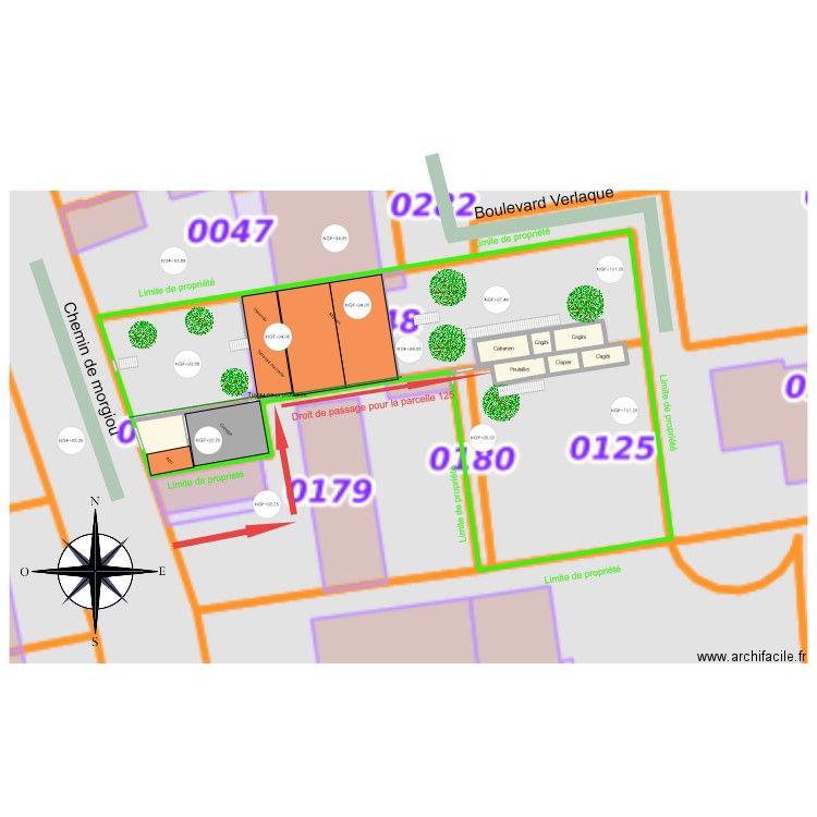 maison plan de masse. Plan de 7 pièces et 87 m2