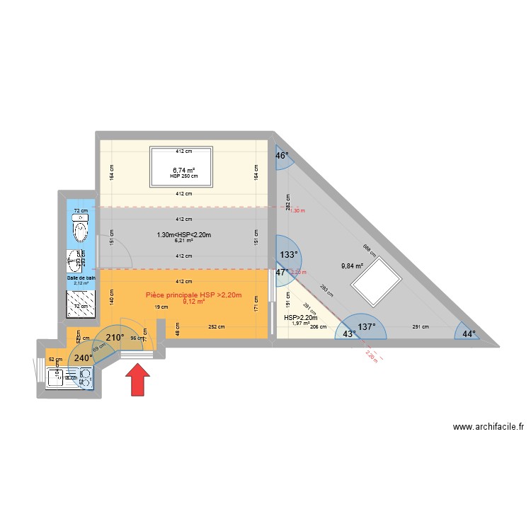 144 Doulon à Nantes. Plan de 6 pièces et 36 m2