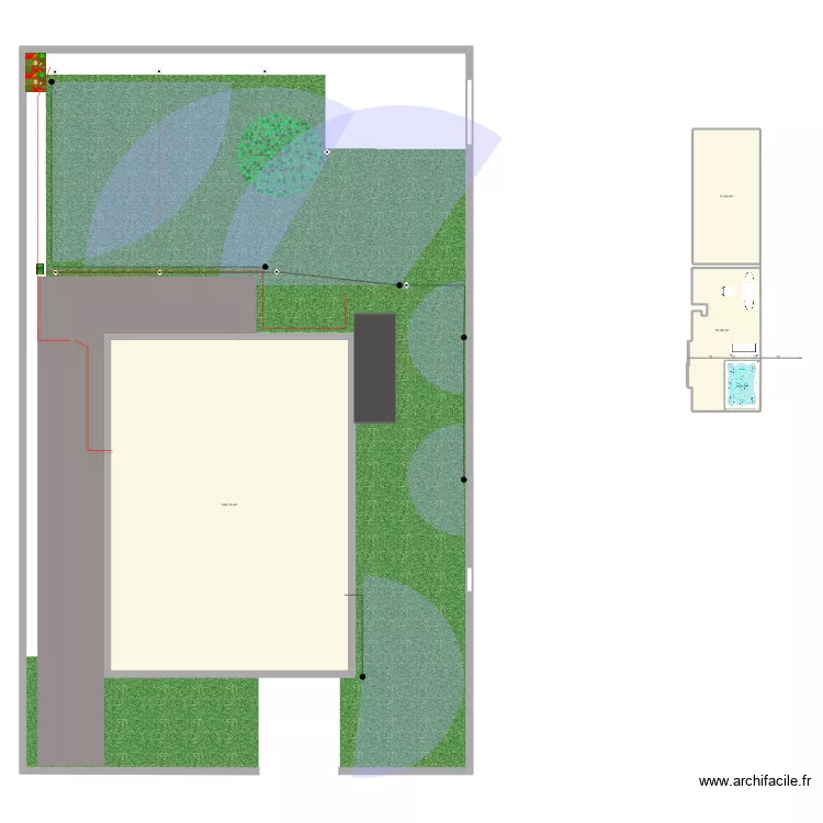 Jardin. Plan de 4  et 194 m²