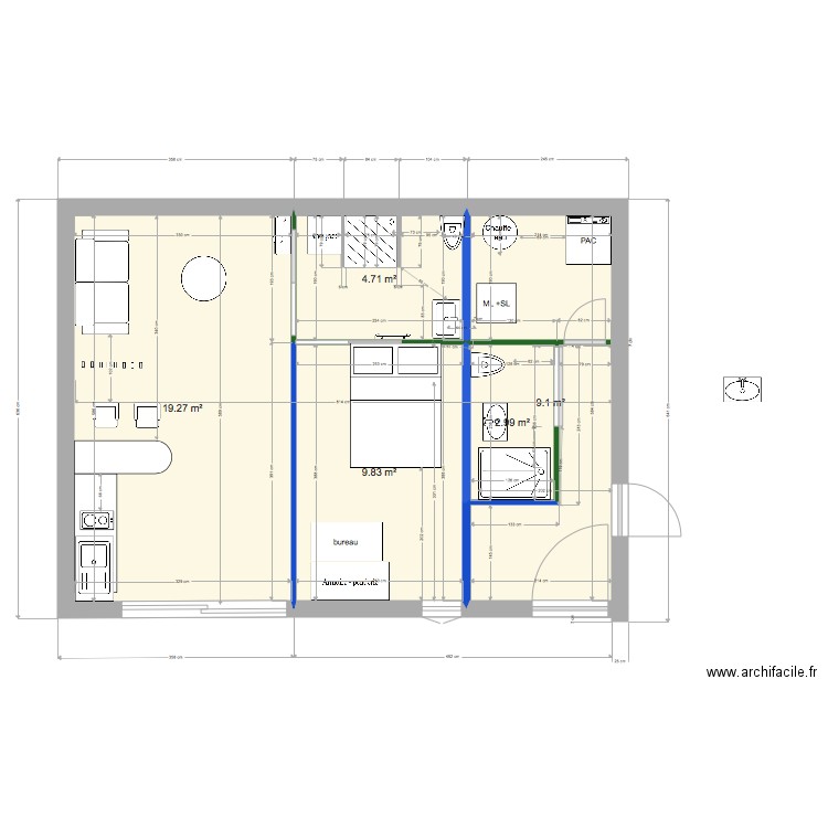 studio 18 01  agrandi entrée. Plan de 0 pièce et 0 m2