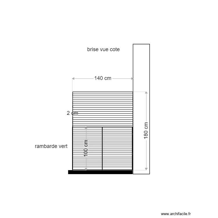 coupe terrasse brise vue. Plan de 