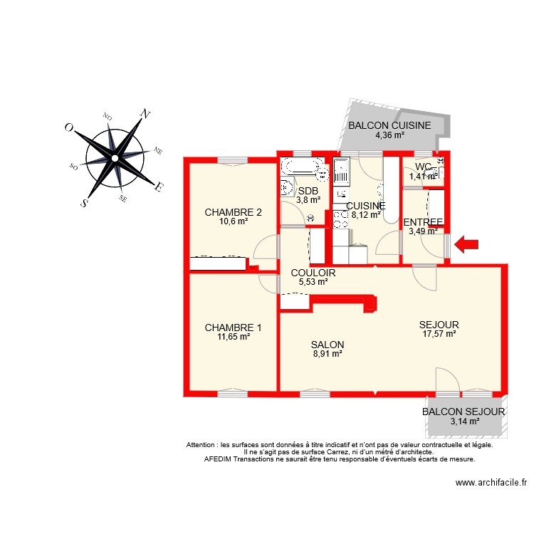 BI 8458. Plan de 13 pièces et 79 m2