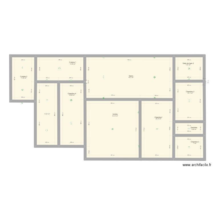 choisy JEan. Plan de 11 pièces et 181 m2