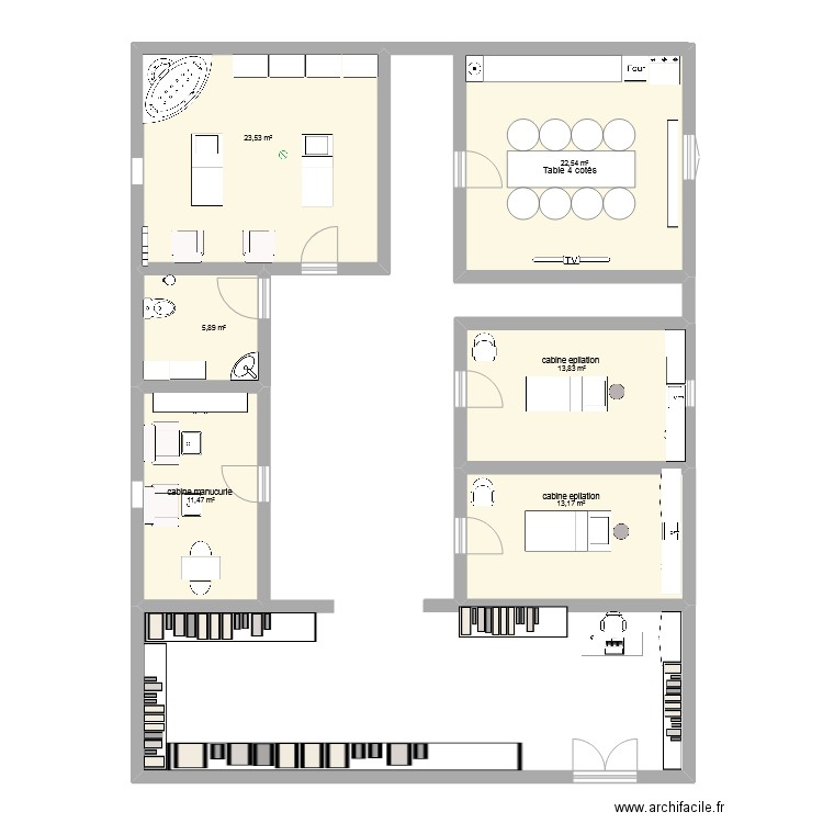 plan. Plan de 6 pièces et 90 m2