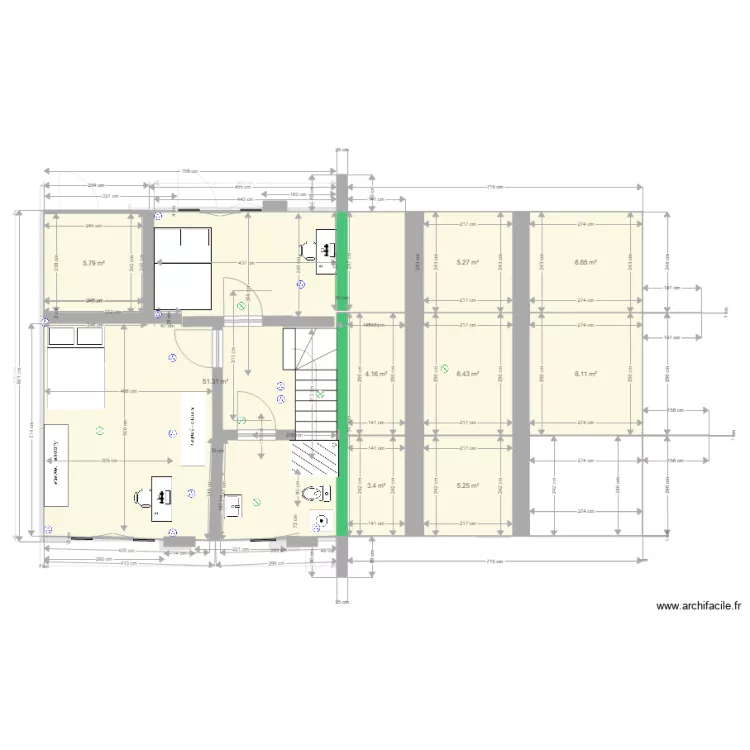 grarage ren&eacute; maison 2bis 2ch. Plan de 