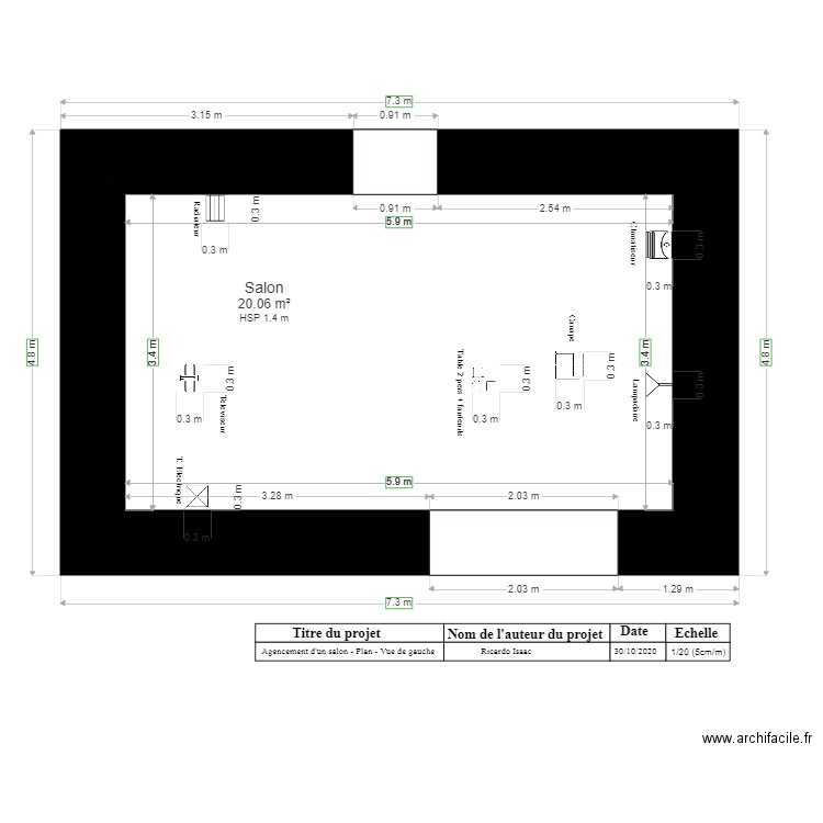 Agencement salon plan vue de gauche 1. Plan de 0 pièce et 0 m2