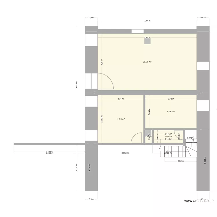 SAVE POINCARER RDC EXSISTANT. Plan de 5  et 53 m²