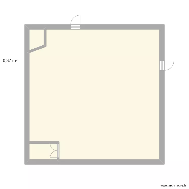 Marie Curie. Plan de 2 pièces et 23 m²