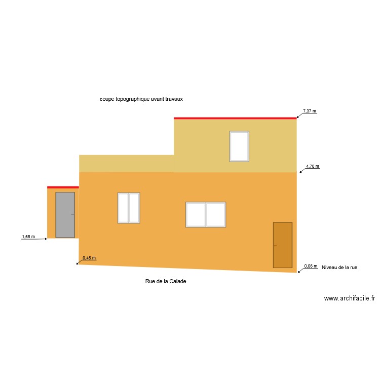 coupe topographique avant travaux. Plan de 0 pièce et 0 m2