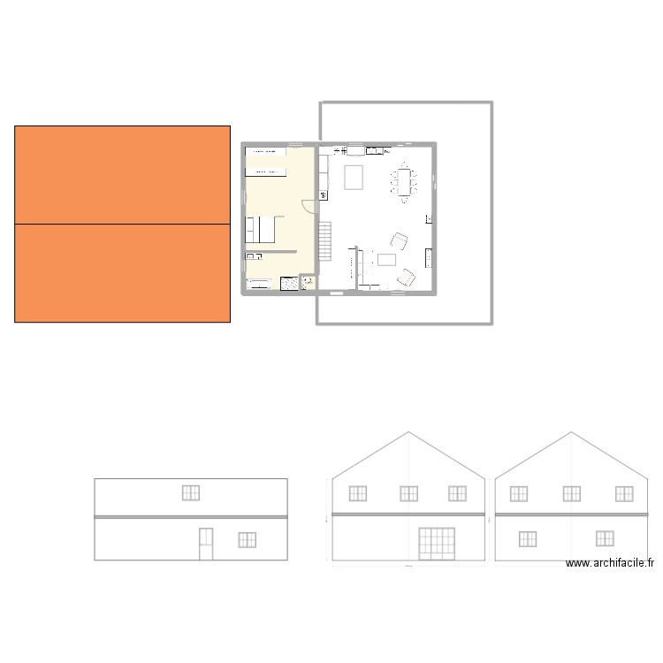 chalet. Plan de 9 pièces et 165 m2