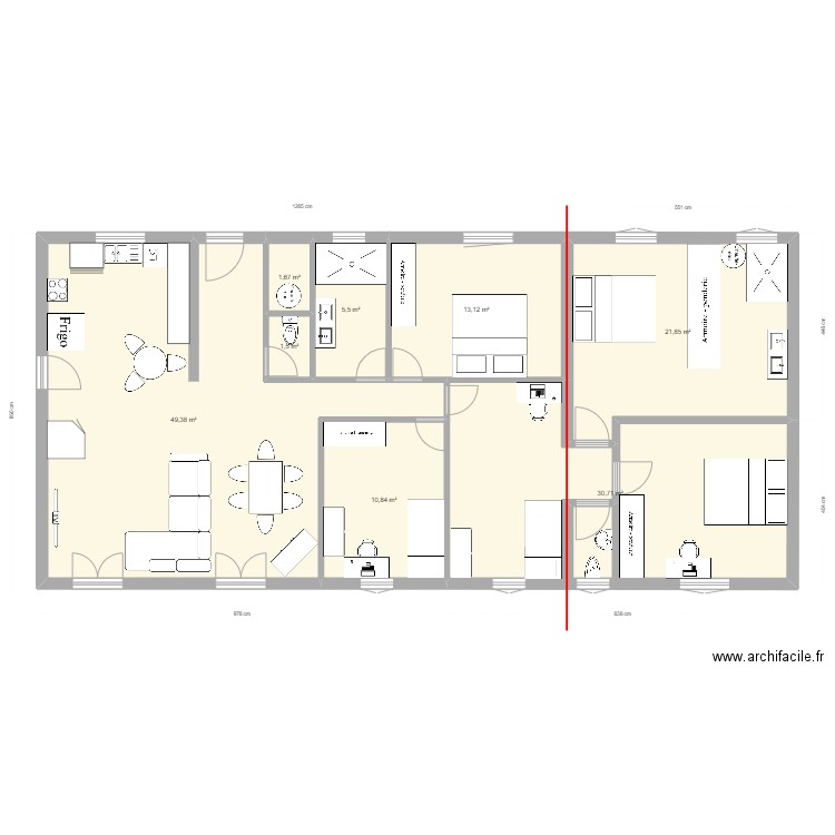 Extension maisonV2. Plan de 8 pièces et 135 m2