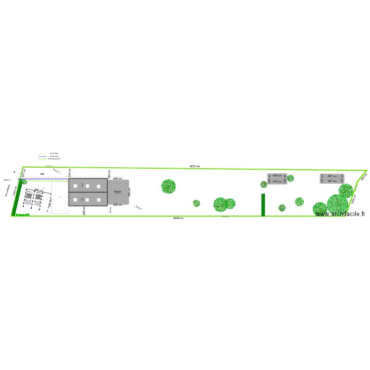 Plan de masse. Plan de 4 pièces et 1283 m2